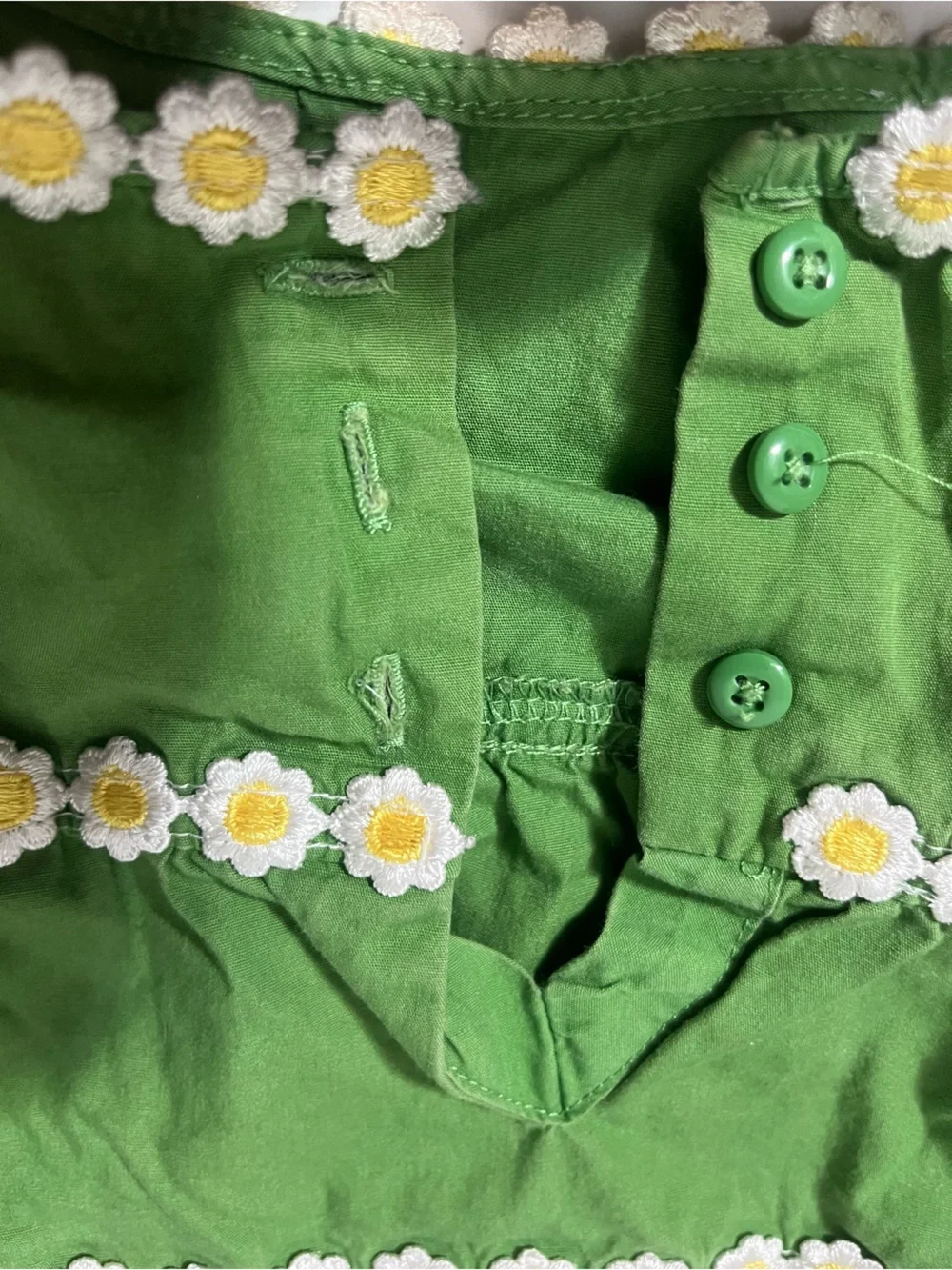 Green Daisy Trim Baby Girls Sleeveless Sundress 6-12 Months 100% Cotton Gymboree